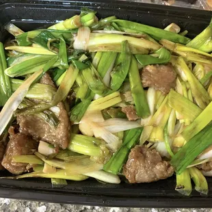Mongolian beef - mostly scallions and little beef