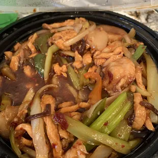 Chicken in garlic saice. Boring. Lacked flavor.