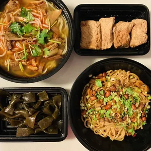 a variety of asian food