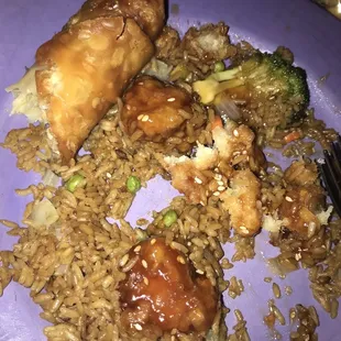 Sesame Chicken and egg roll