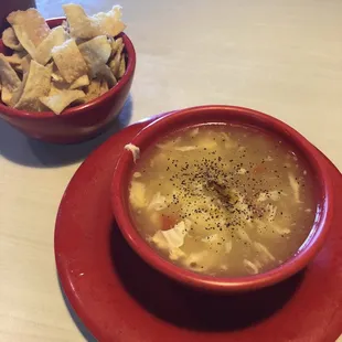 Egg Drop soup and wonton strips