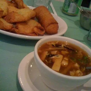 Appy platter and hot and sour soup