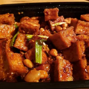 Kung pao tofu ($14). Not on the menu, but they&apos;ll make it if you ask. Decent, but not amazing. Sauce is gloopy/sticky.