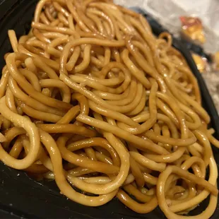 Lo mein was made with spaghetti noodles...