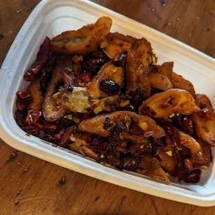 Sauteed spicy pork intestines