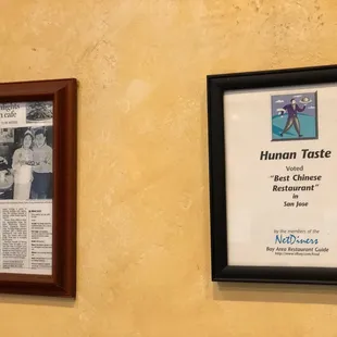 two framed photos of the restaurant