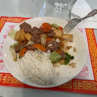 Tofu beef with veggies