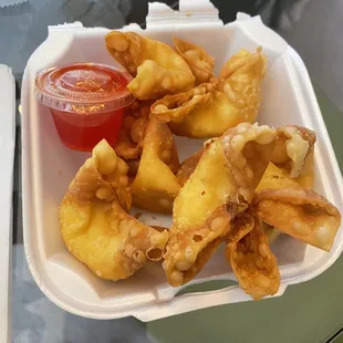 Crab rangoons. A little more on the sweet side and you can't taste the crab much, but still crunchy and tasty