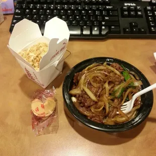Mongolian beef! Yumm! Hole in the wall kind of place but great food!