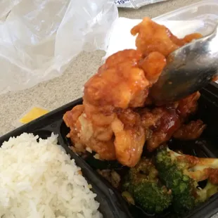 General Tso's chicken. Clumped together. This ain't the crispy Tso's chicken I was hoping for.