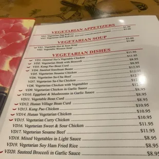 Vegan Menu