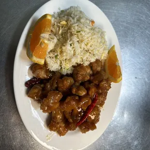 Szechuan chicken with fried rice