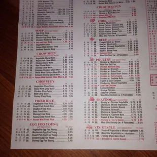 the menu