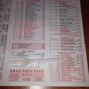 the menu