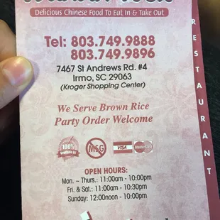 Menu-address/hours
