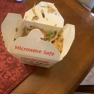 Shrimp fried rice and a ROACH