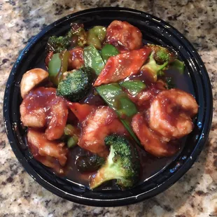 Hunan Shrimp - really delicious and full of vegetables.