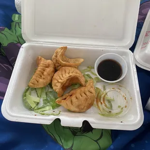 Fried hard dumplings. Came with 6 but I was hungry. Lol