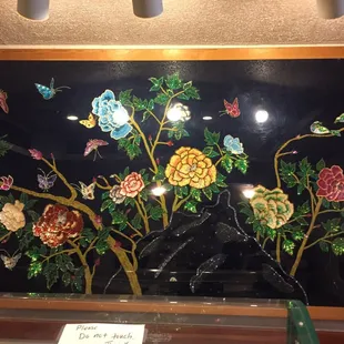 Giant mural by the lunch buffet table!