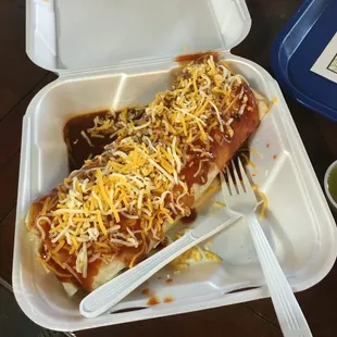 Super Burrito ( Add Enchilada Sauce $2) HUGE &amp; Really Good...