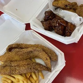 3 Catfish Strips with Fries