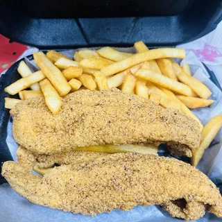 4 Catfish Strips with Fries