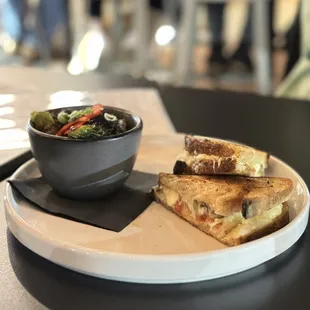 Grilled cheese with side of Brussel sprouts