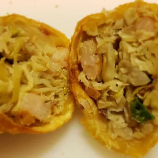 Inside the good pork and shrimp egg roll.