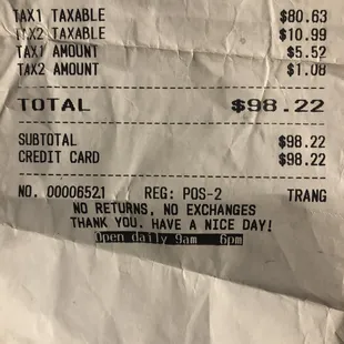 Receipt tax 1,2 and 3