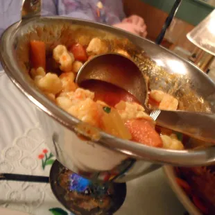 Traditional Hungarian Golash comes in a flaming Caldrum