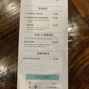 Current Menu (Sept 2021)