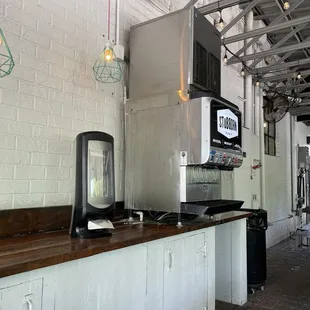 Soda and Ice in outdoor seating area