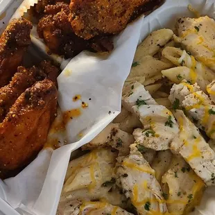 Chicken pasta with wing combo