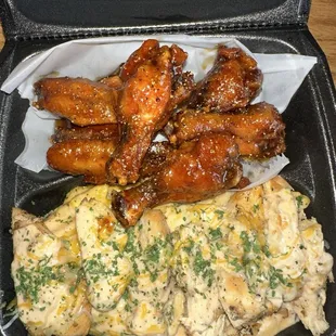 Hungry As A MF (Chicken pasta &amp; honey garlic lemon pepper wings)