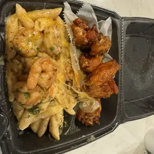 Shrimp Pasta and Mike Vick Wings