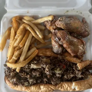 Steak Philly and Honey Ranch Wings