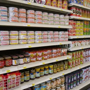 canned food on shelves