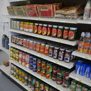 canned food on shelves