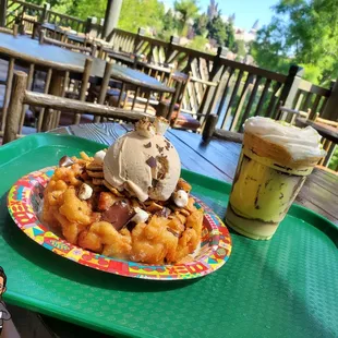 S'mores funnel cake &amp; pistachio cold brew