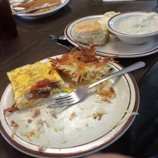 CBS Omelette with biscuits and Gravy
