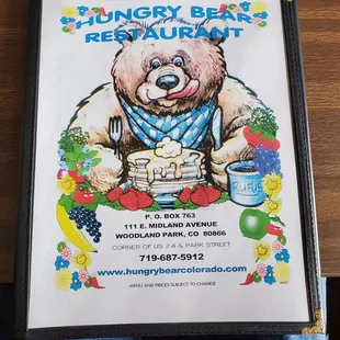 Menu Front Cover