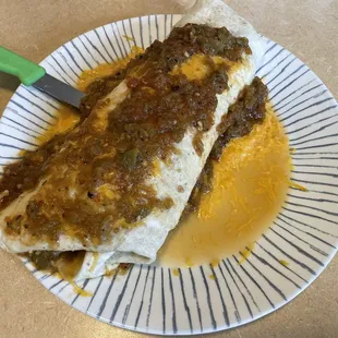 Sausage Bear Breakfast Burrito w/ Green Chili