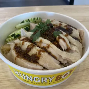 Steam Chicken rice with ginger soy sauce