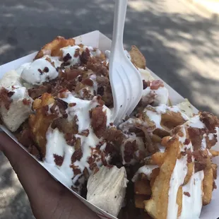 Kevin Bacon - Waffle Fries with ranch, chicken and bacon