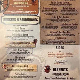 Back of menu