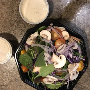 Chameleon Salad Full with Ranch.  The perfect salad.