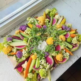 a platter of vegetables