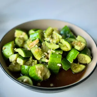 Cucumber salad made smashed style
