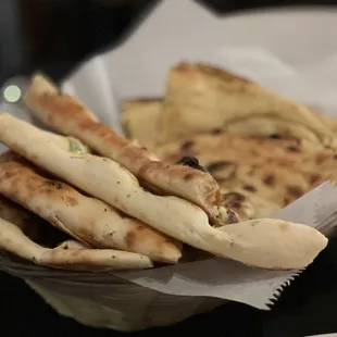 Garlic naan and lachha paratha