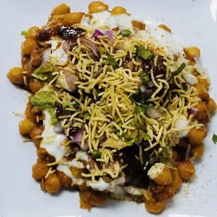 Chana (chickpeas) chaat.    Vegetarian dish